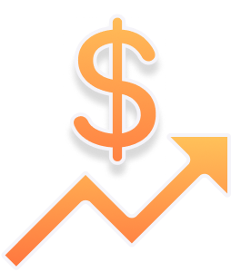 Dollar sign above a graphical upward arrow